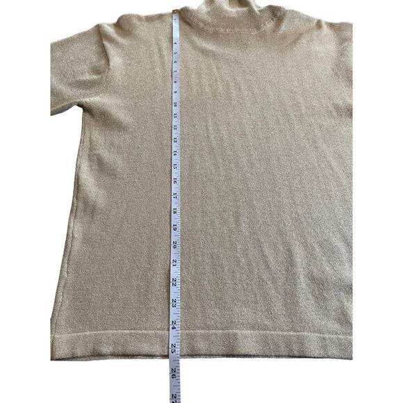 N.E.K. Beth Bowley Womens Sz L Metallic Gold Pullover Sweater Turtleneck Blouse - Picture 5 of 7